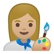 Émoji 👩🏼‍🎨 Artiste Femme : Peau Moyennement Claire sur Google Android 10.0.