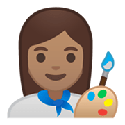 Émoji 👩🏽‍🎨 Artiste Femme : Peau Légèrement Mate sur Google Android 10.0.