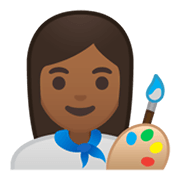 Émoji 👩🏾‍🎨 Artiste Femme : Peau Mate sur Google Android 10.0.