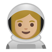 Émoji 👩🏼‍🚀 Astronaute Femme : Peau Moyennement Claire sur Google Android 10.0.