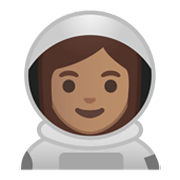 👩🏽‍🚀 Emoji Astronautin: mittlere Hautfarbe Google Android 10.0.
