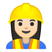 Emoji 👷🏻‍♀️ Operaia Edile: Carnagione Chiara su Google Android 10.0.