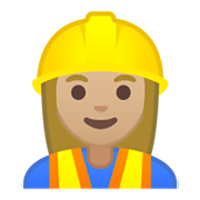 👷🏼‍♀️ Emoji Pedreira: Pele Morena Clara na Google Android 10.0.