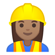 👷🏽‍♀️ Emoji Pedreira: Pele Morena na Google Android 10.0.