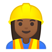 👷🏾‍♀️ Emoji Pedreira: Pele Morena Escura na Google Android 10.0.