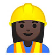 👷🏿‍♀️ Emoji Pedreira: Pele Escura na Google Android 10.0.