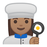 Émoji 👩🏽‍🍳 Cuisinière : Peau Légèrement Mate sur Google Android 10.0.