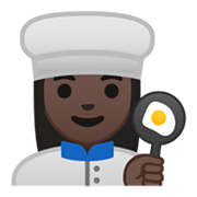 Émoji 👩🏿‍🍳 Cuisinière : Peau Foncée sur Google Android 10.0.