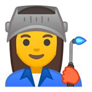 Emoji 👩‍🏭 Operaia su Google Android 10.0.