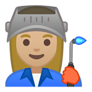 Emoji 👩🏼‍🏭 Operaia: Carnagione Abbastanza Chiara su Google Android 10.0.