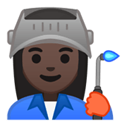 👩🏿‍🏭 Emoji Fabrikarbeiterin: dunkle Hautfarbe Google Android 10.0.
