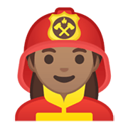 Emoji 👩🏽‍🚒 Pompiere Donna: Carnagione Olivastra su Google Android 10.0.