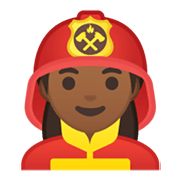 👩🏾‍🚒 Emoji Bombeira: Pele Morena Escura na Google Android 10.0.