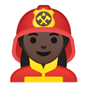 Émoji 👩🏿‍🚒 Pompier Femme : Peau Foncée sur Google Android 10.0.