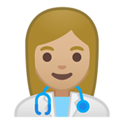 Émoji 👩🏼‍⚕️ Professionnelle De La Santé : Peau Moyennement Claire sur Google Android 10.0.