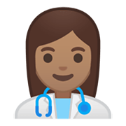 Émoji 👩🏽‍⚕️ Professionnelle De La Santé : Peau Légèrement Mate sur Google Android 10.0.