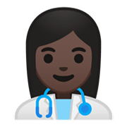 👩🏿‍⚕️ Emoji Mulher Profissional Da Saúde: Pele Escura na Google Android 10.0.