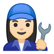 Emoji 👩🏻‍🔧 Meccanico Donna: Carnagione Chiara su Google Android 10.0.