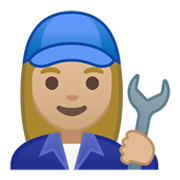 👩🏼‍🔧 Emoji Mecânica: Pele Morena Clara na Google Android 10.0.