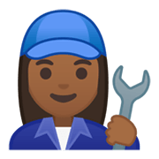 Emoji 👩🏾‍🔧 Meccanico Donna: Carnagione Abbastanza Scura su Google Android 10.0.