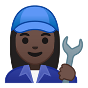 Emoji 👩🏿‍🔧 Meccanico Donna: Carnagione Scura su Google Android 10.0.