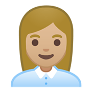 👩🏼‍💼 Emoji Funcionária De Escritório: Pele Morena Clara na Google Android 10.0.