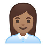 👩🏽‍💼 Emoji Oficinista Mujer: Tono De Piel Medio en Google Android 10.0.