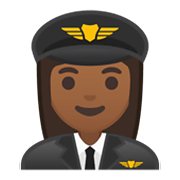 👩🏾‍✈️ Emoji Piloto De Avião Mulher: Pele Morena Escura na Google Android 10.0.