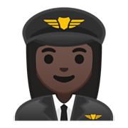 👩🏿‍✈️ Emoji Piloto De Avião Mulher: Pele Escura na Google Android 10.0.