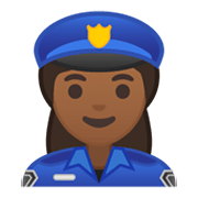 👮🏾‍♀️ Emoji Agente De Policía Mujer: Tono De Piel Oscuro Medio en Google Android 10.0.