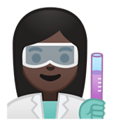 Émoji 👩🏿‍🔬 Scientifique Femme : Peau Foncée sur Google Android 10.0.