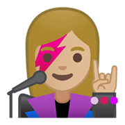 👩🏼‍🎤 Emoji Cantante Mujer: Tono De Piel Claro Medio en Google Android 10.0.