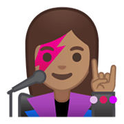 👩🏽‍🎤 Emoji Cantante Mujer: Tono De Piel Medio en Google Android 10.0.
