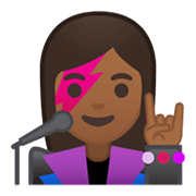 👩🏾‍🎤 Emoji Cantora: Pele Morena Escura na Google Android 10.0.