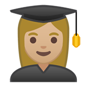 Emoji 👩🏼‍🎓 Studentessa: Carnagione Abbastanza Chiara su Google Android 10.0.