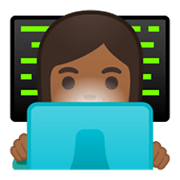 👩🏾‍💻 Emoji Tecnóloga: Pele Morena Escura na Google Android 10.0.