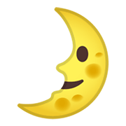 🌛 Emoji Luna De Cuarto Creciente Con Cara en Google Android 10.0.