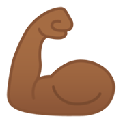 Emoji 💪🏾 Bicipite: Carnagione Abbastanza Scura su Google Android 10.0.