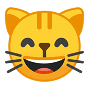 😸 Emoji Rosto De Gato Sorrindo Com Olhos Sorridentes na Google Android 10.0.