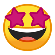 🤩 Emoji Cara Sonriendo Con Estrellas en Google Android 10.0.