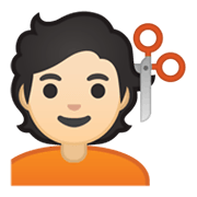 💇🏻 Emoji Persona Cortándose El Pelo: Tono De Piel Claro en Google Android 10.0.