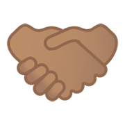 🤝🏽 Emoji Aperto De Mãos, Pele Morena na Google Android 10.0.