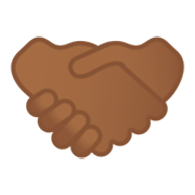 🤝🏾 Emoji Aperto De Mãos, Pele Morena Escura na Google Android 10.0.