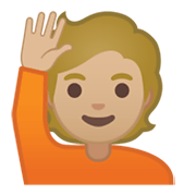 🙋🏼 Emoji Persona Con La Mano Levantada: Tono De Piel Claro Medio en Google Android 10.0.
