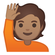 Emoji 🙋🏽 Persona Con Mano Alzata: Carnagione Olivastra su Google Android 10.0.