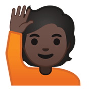 🙋🏿 Emoji Person mit erhobenem Arm: dunkle Hautfarbe Google Android 10.0.
