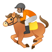 Emoji 🏇🏽 Ippica: Carnagione Olivastra su Google Android 10.0.