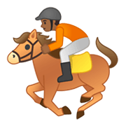 🏇🏾 Emoji Pferderennen: mitteldunkle Hautfarbe Google Android 10.0.