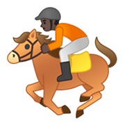 🏇🏿 Emoji Corrida De Cavalos: Pele Escura na Google Android 10.0.