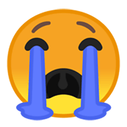 Émoji 😭 Visage Qui Pleure à Chaudes Larmes sur Google Android 10.0.